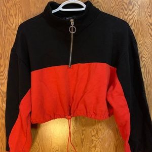 Cropped Colorblock Quarterzip Sweatshirt